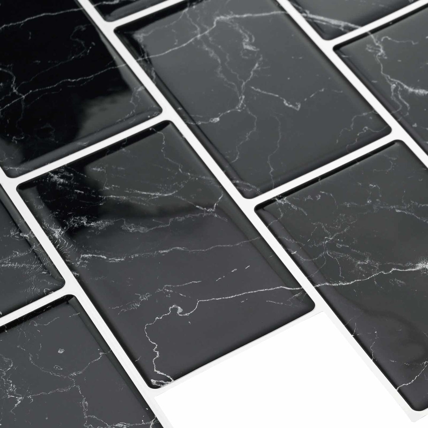 Subway Tile 20 pcs Black Marble 30 x 30 cm Polyurethane and PET