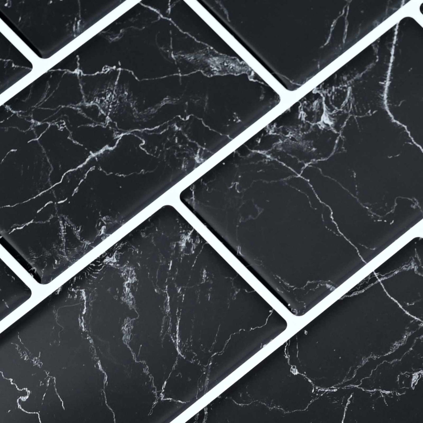 Subway Tile 20 pcs Black Marble 30 x 30 cm Polyurethane and PET