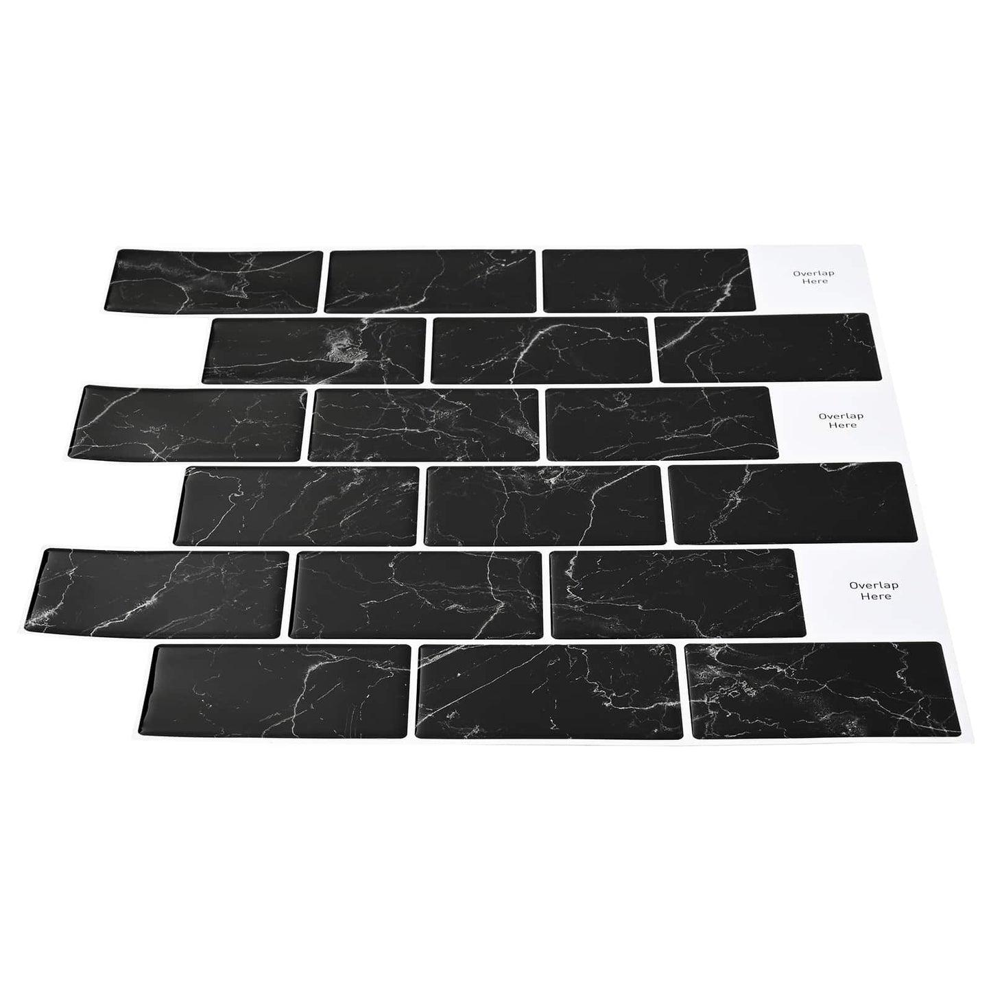 Subway Tile 20 pcs Black Marble 30 x 30 cm Polyurethane and PET