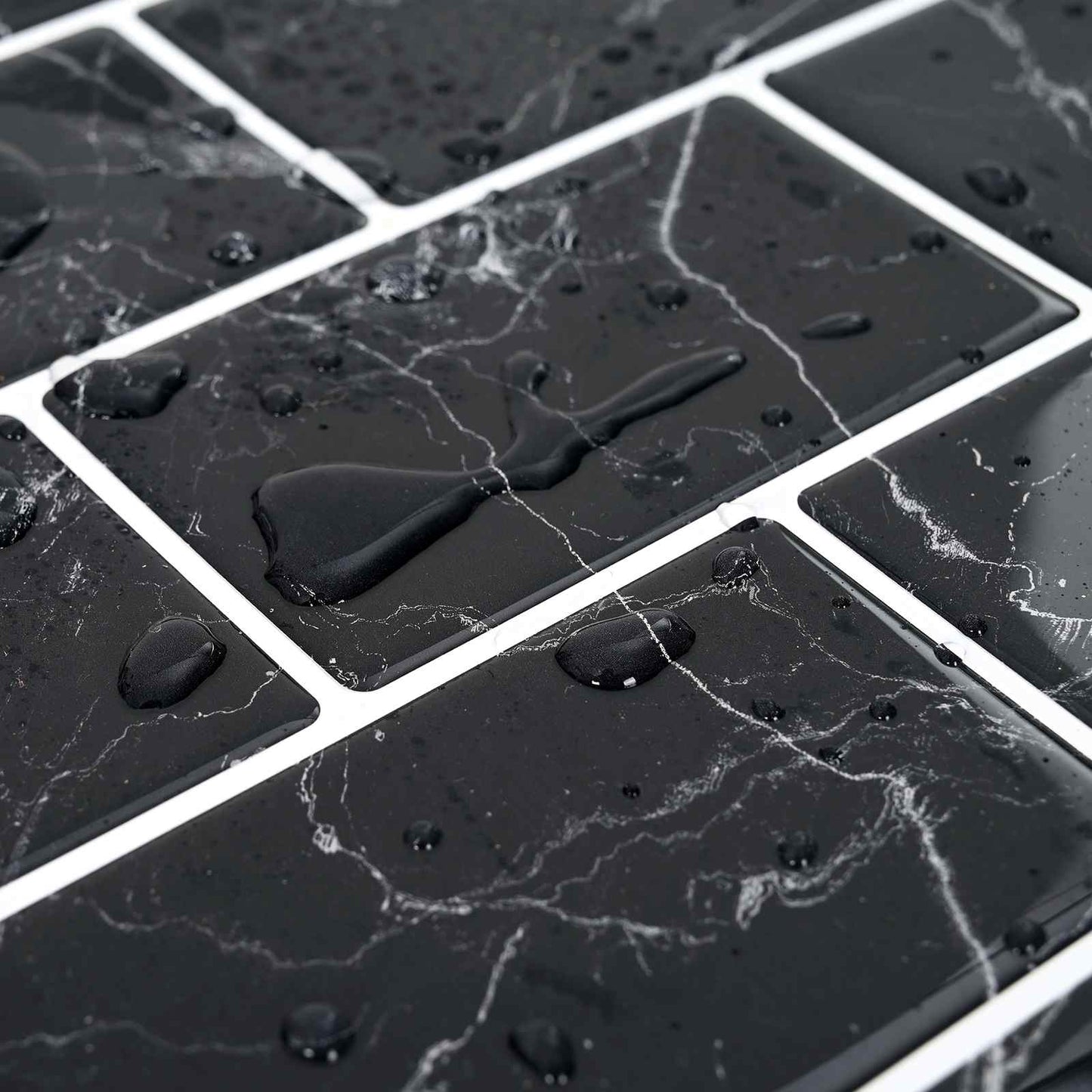 Subway Tile 50 pcs Black Marble 30 x 30 cm Polyurethane and PET