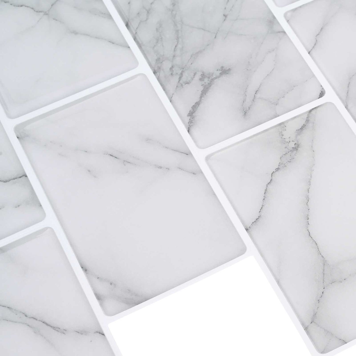 Subway Tile 20 pcs White Marble 30 x 30 cm Polyurethane and PET