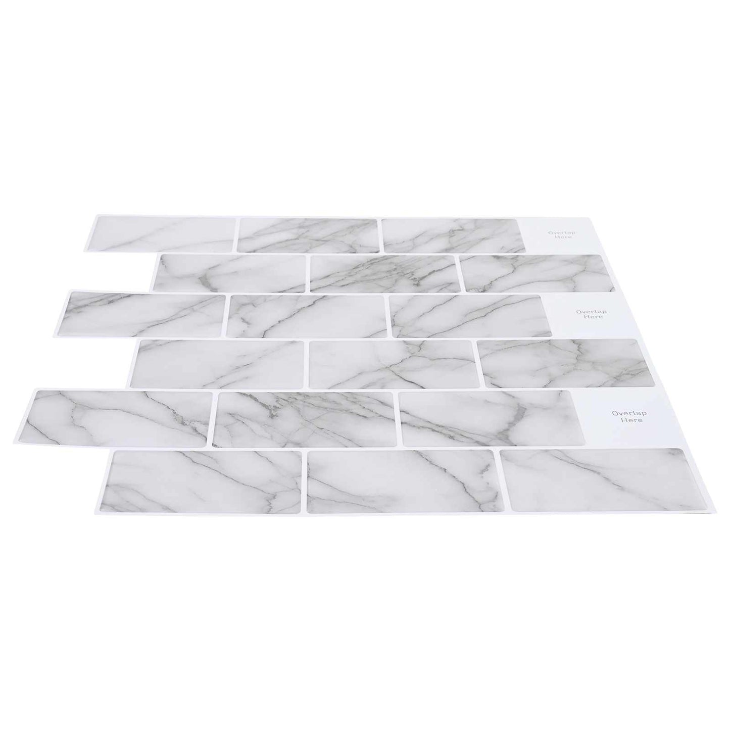 Subway Tile 20 pcs White Marble 30 x 30 cm Polyurethane and PET