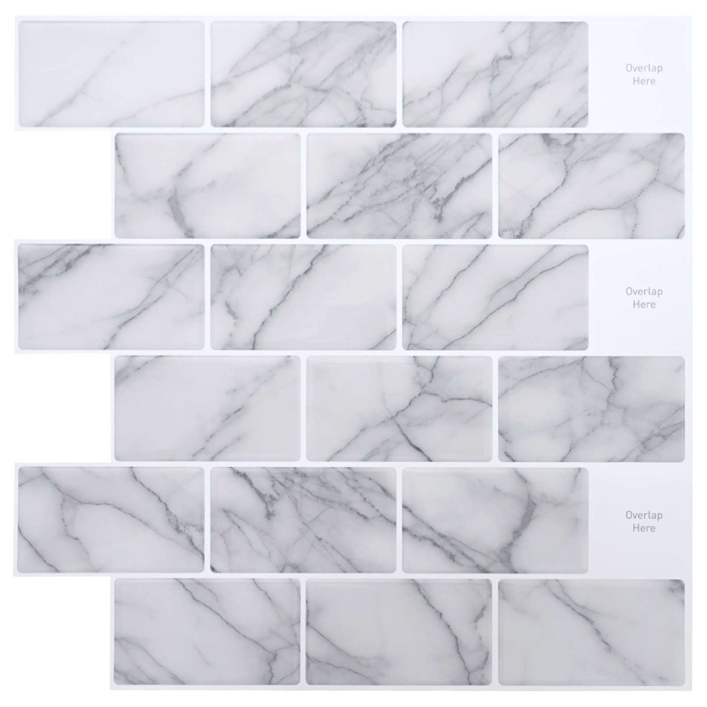 Subway Tile 20 pcs White Marble 30 x 30 cm Polyurethane and PET