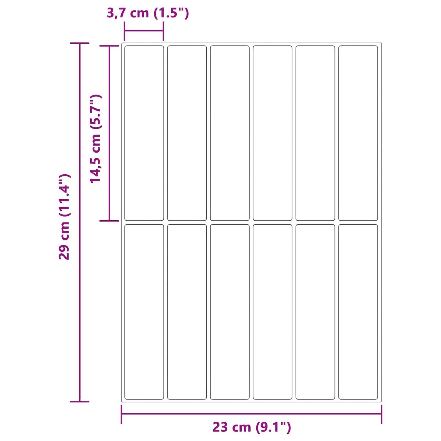 Rectangular Tile 10 pcs Grey 29 x 23 x 0.08 cm