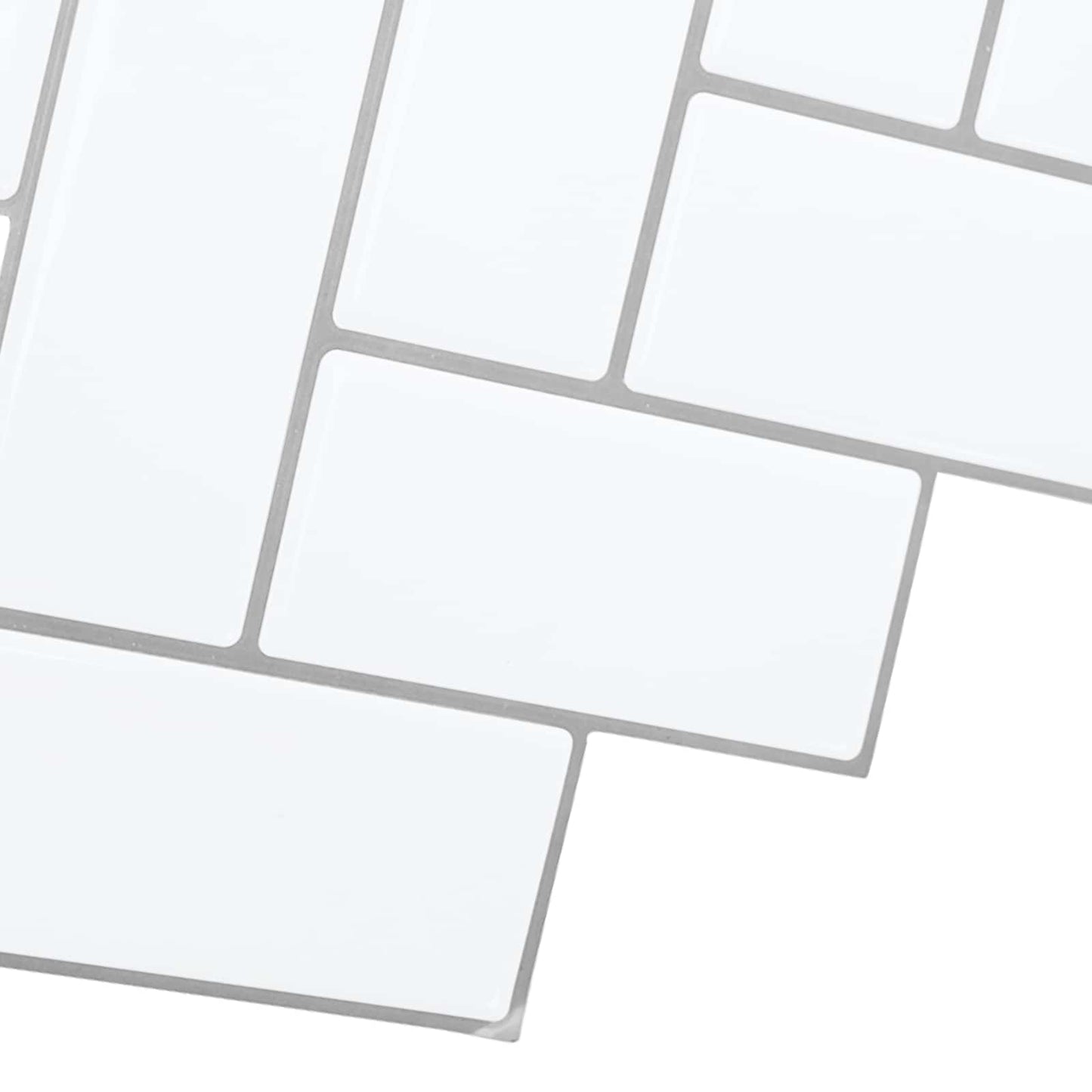 Herringbone Tile 10 pcs White Grey 30 x 30 cm