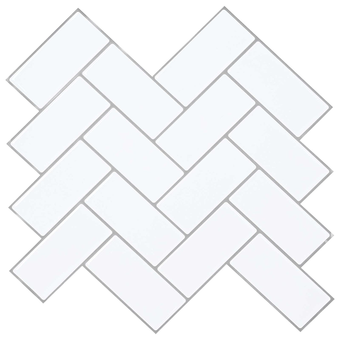 Herringbone Tile 50 pcs White Grey 30 x 30 cm