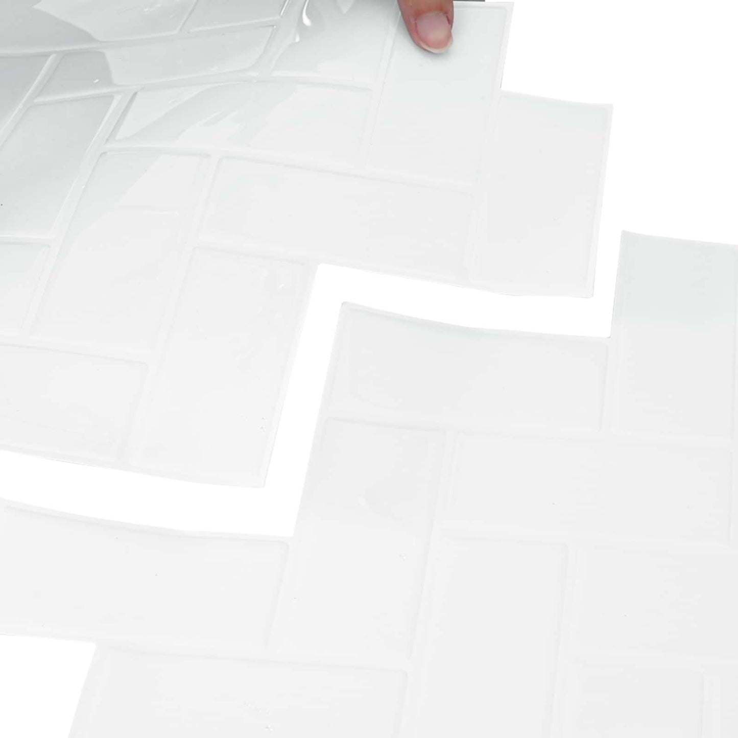 Herringbone Tile 10 pcs White 30 x 30 cm Polyurethane and PET