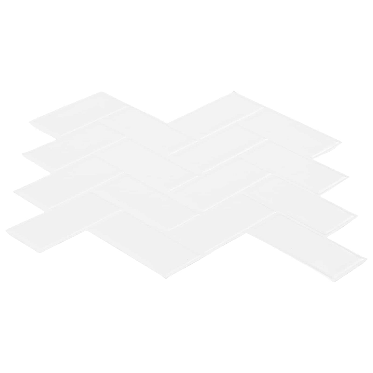 Herringbone Tile 10 pcs White 30 x 30 cm Polyurethane and PET