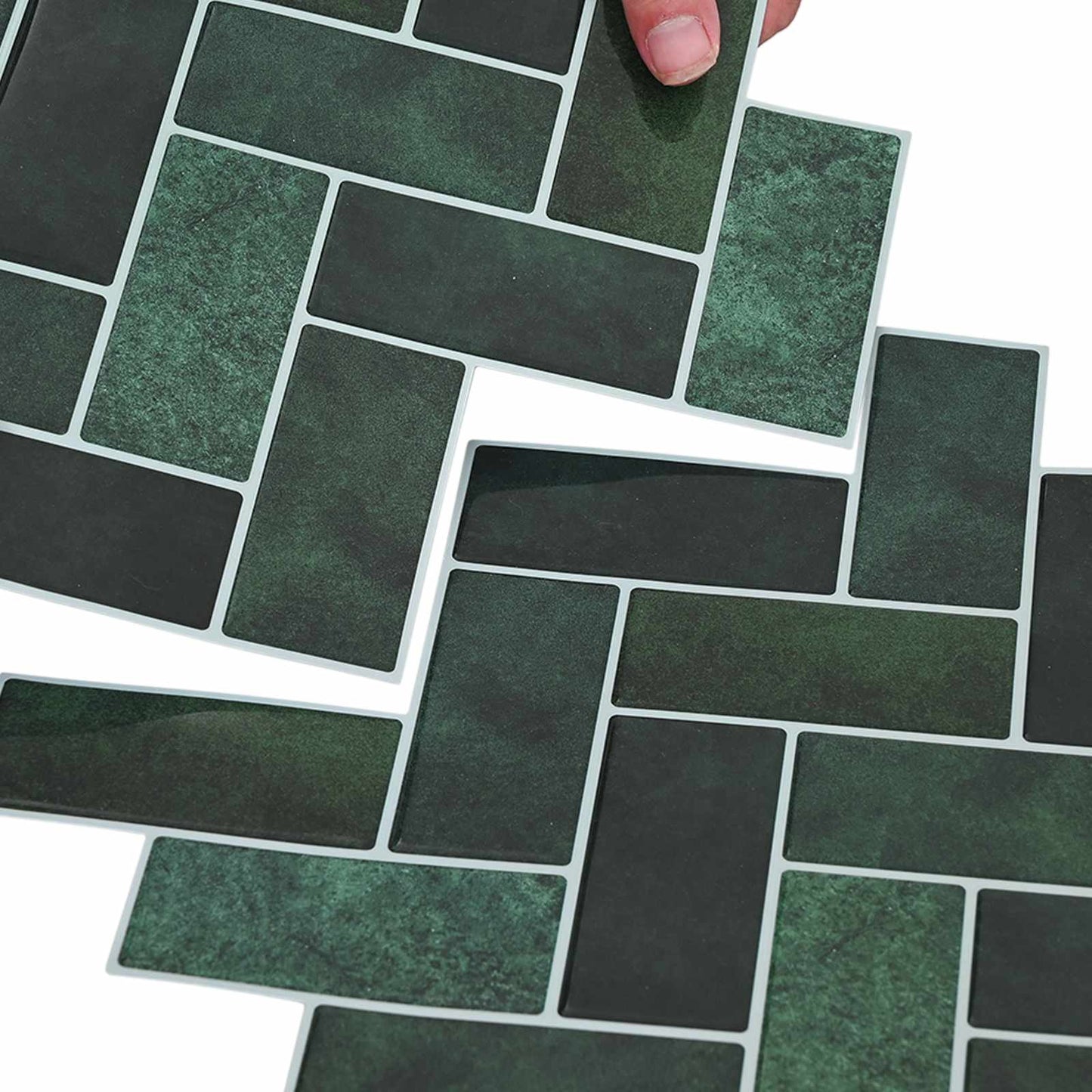 Herringbone Tile 50 pcs Dark Green 30 x 30 cm