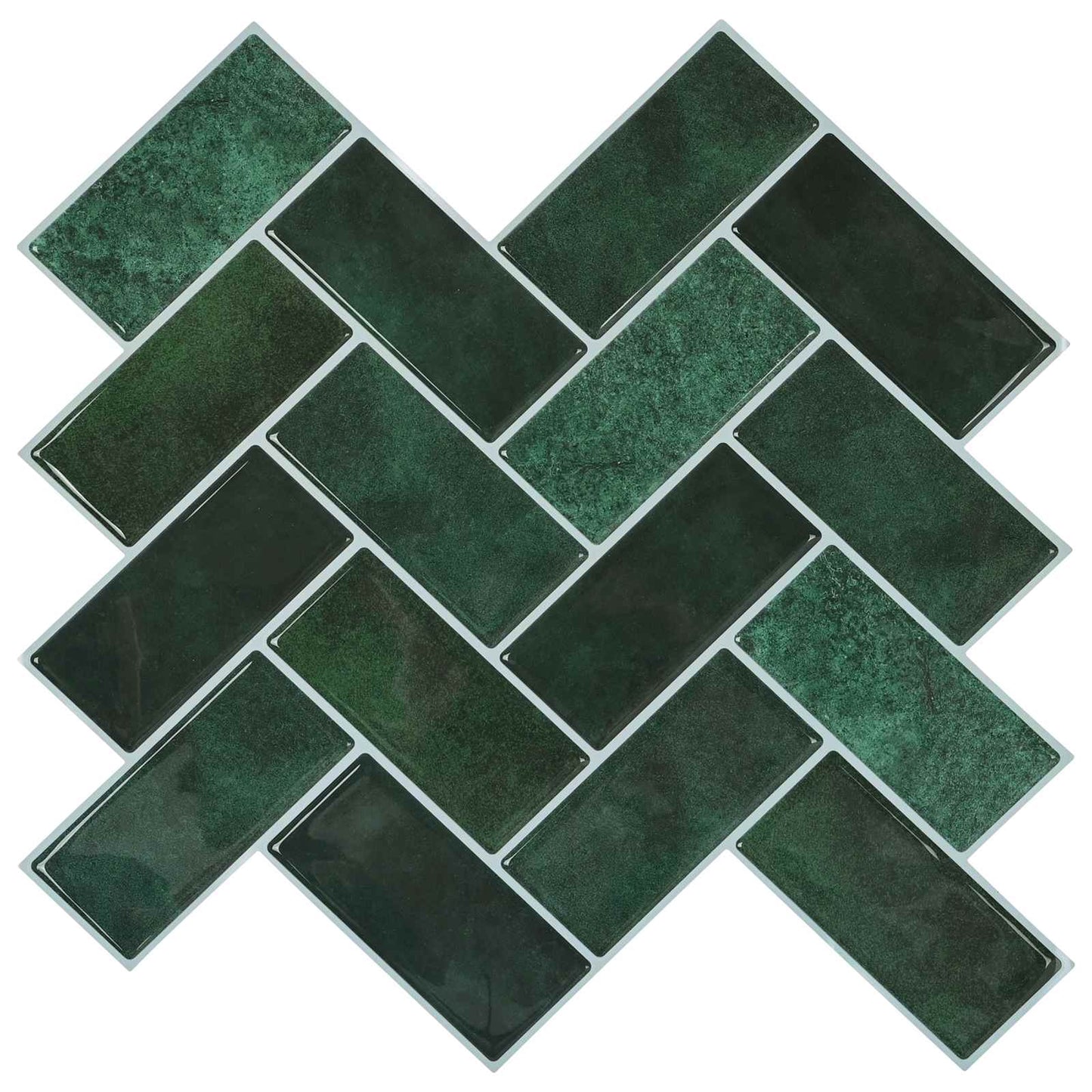 Herringbone Tile 50 pcs Dark Green 30 x 30 cm