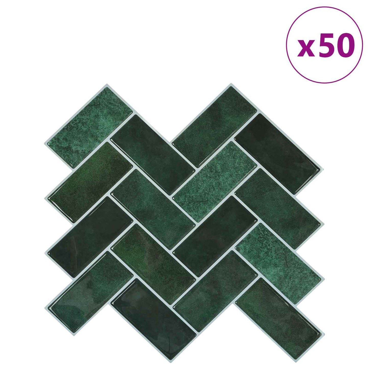 Herringbone Tile 50 pcs Dark Green 30 x 30 cm