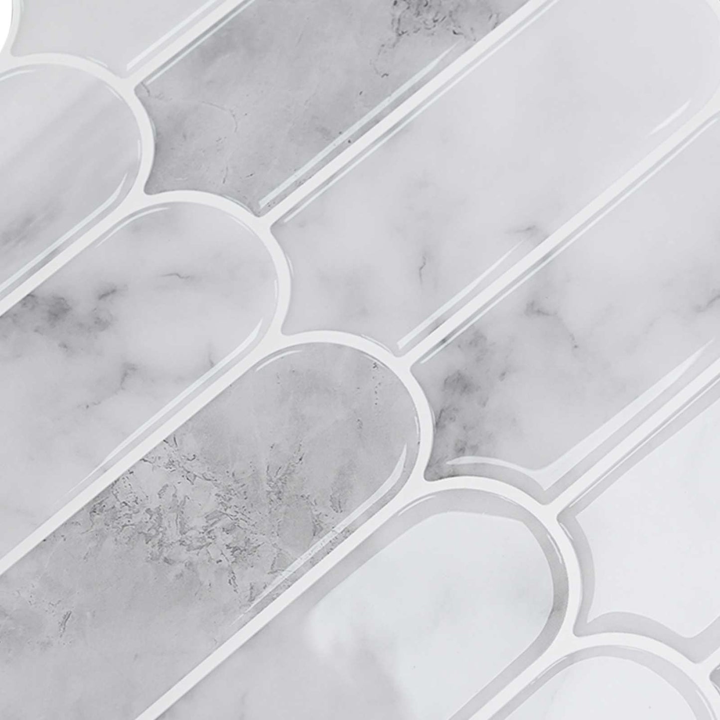 Feather Tile 10 pcs Grey Marble 30 x 30 cm Polyurethane and PET