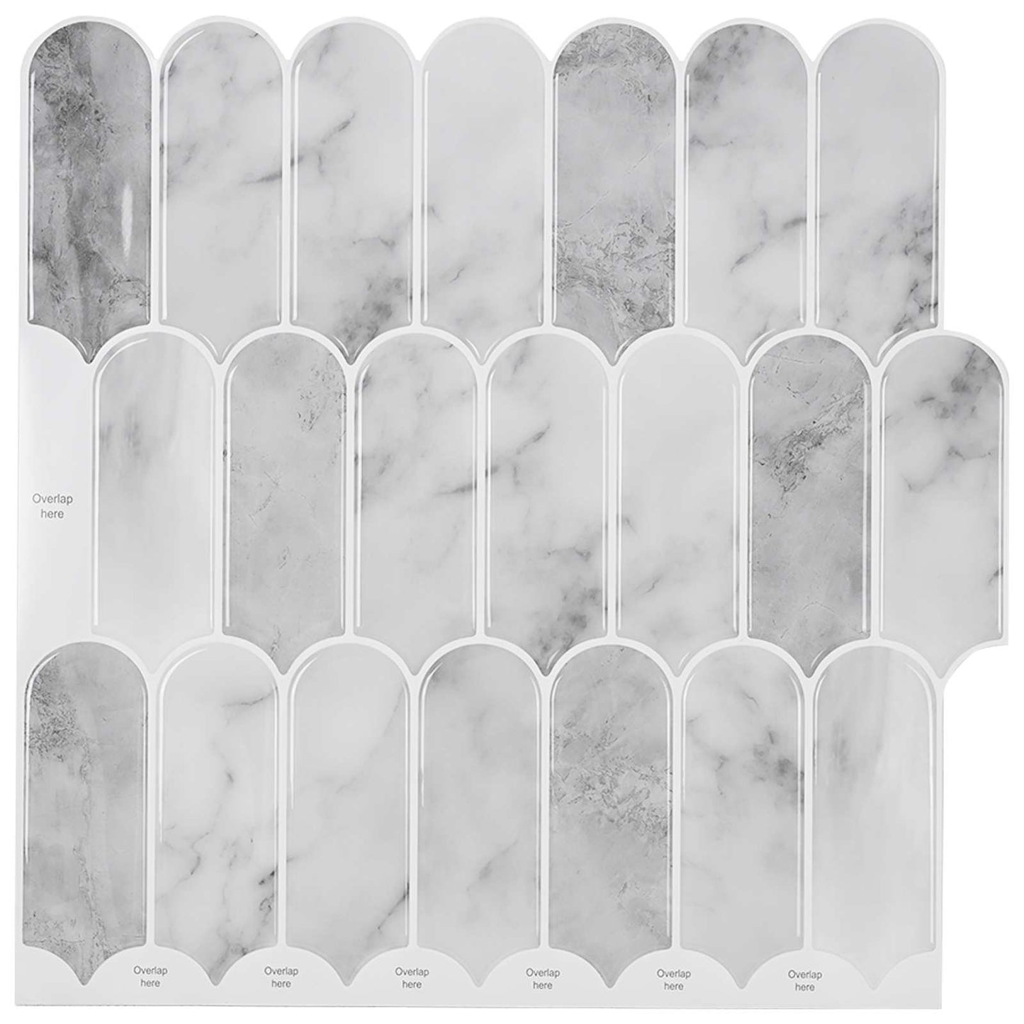 Feather Tile 10 pcs Grey Marble 30 x 30 cm Polyurethane and PET