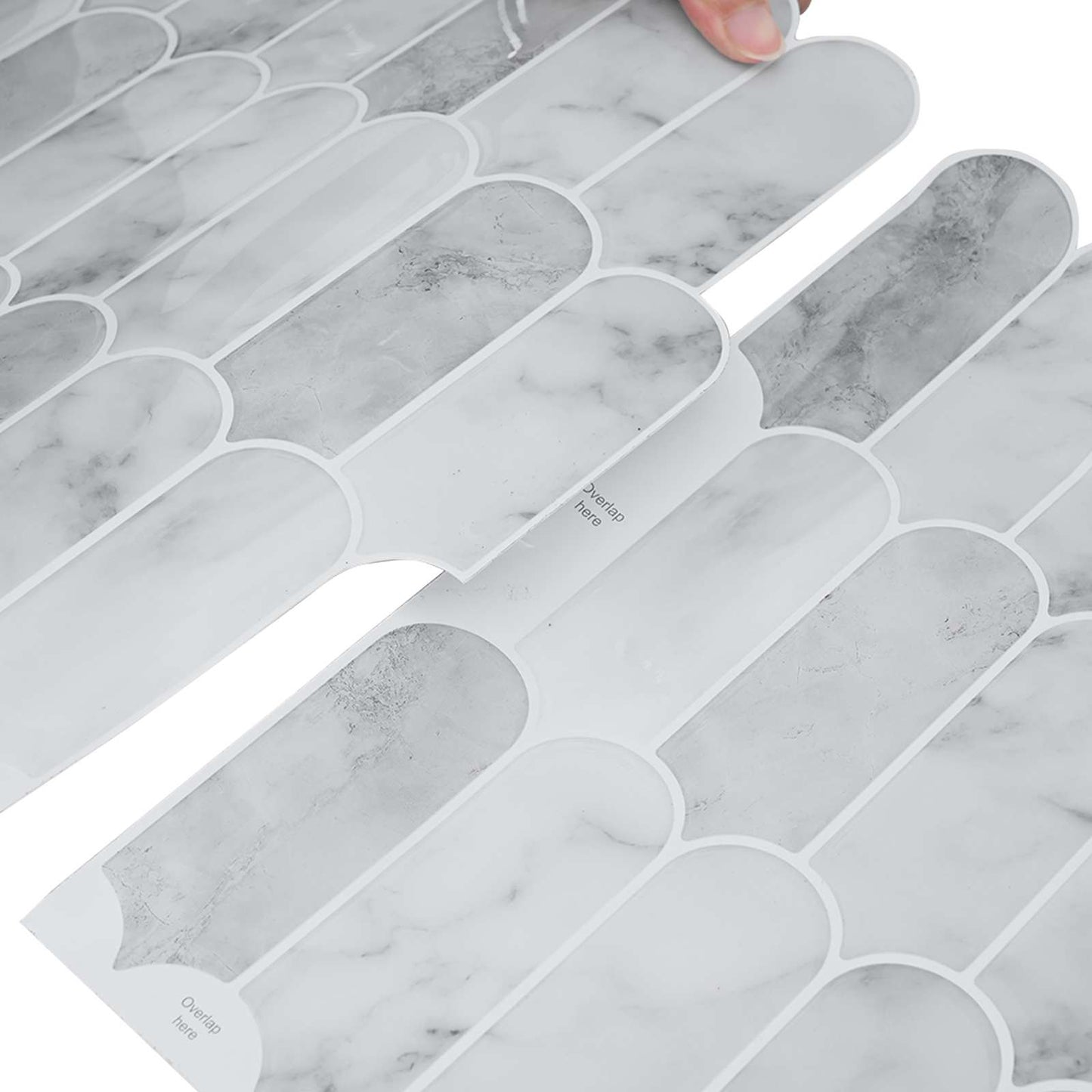 Feather Tile 20 pcs Grey Marble 30 x 30 cm Polyurethane and PET