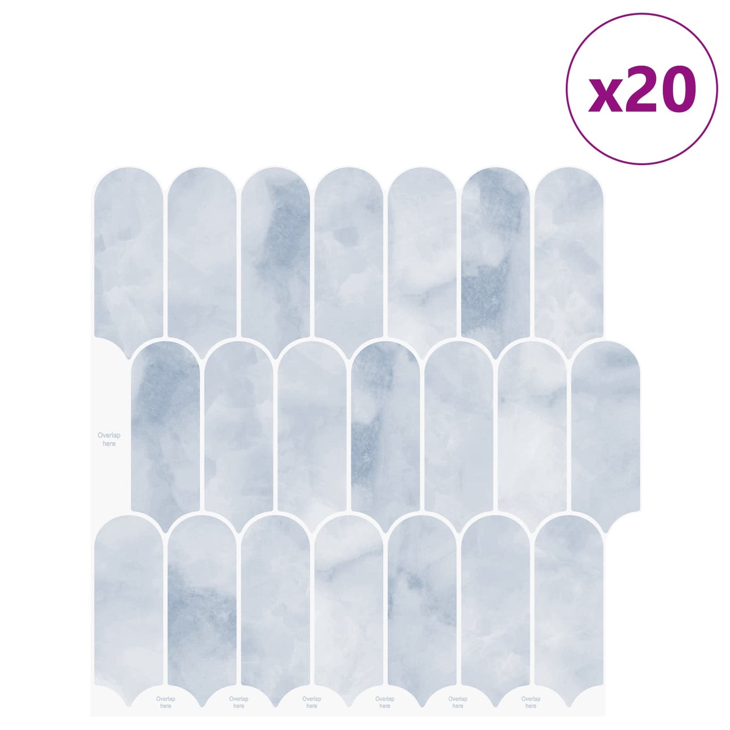 Feather Tile 20 pcs Light Blue 30 x 30 cm Polyurethane and PET