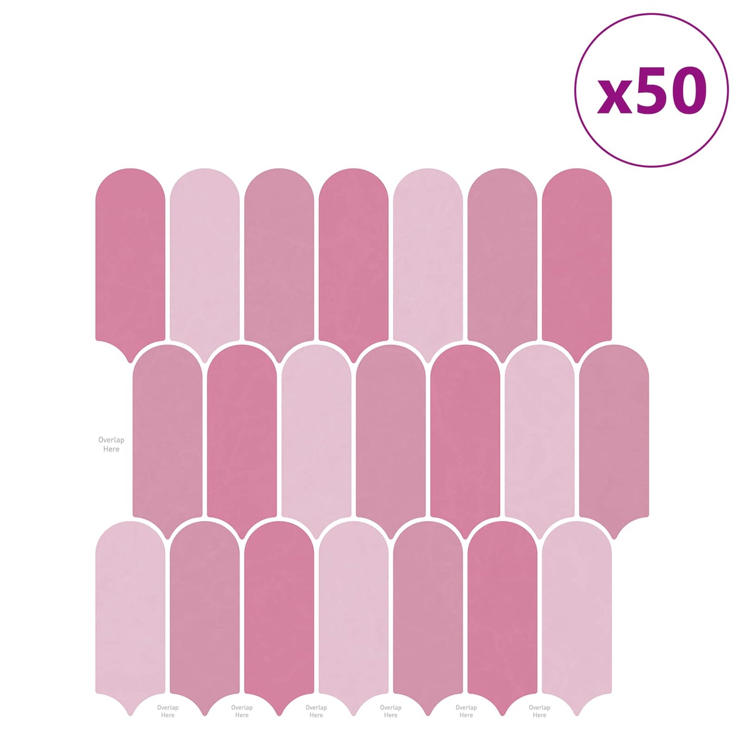 Feather Tile 50 pcs Pink 30 x 30 cm Polyurethane and PET