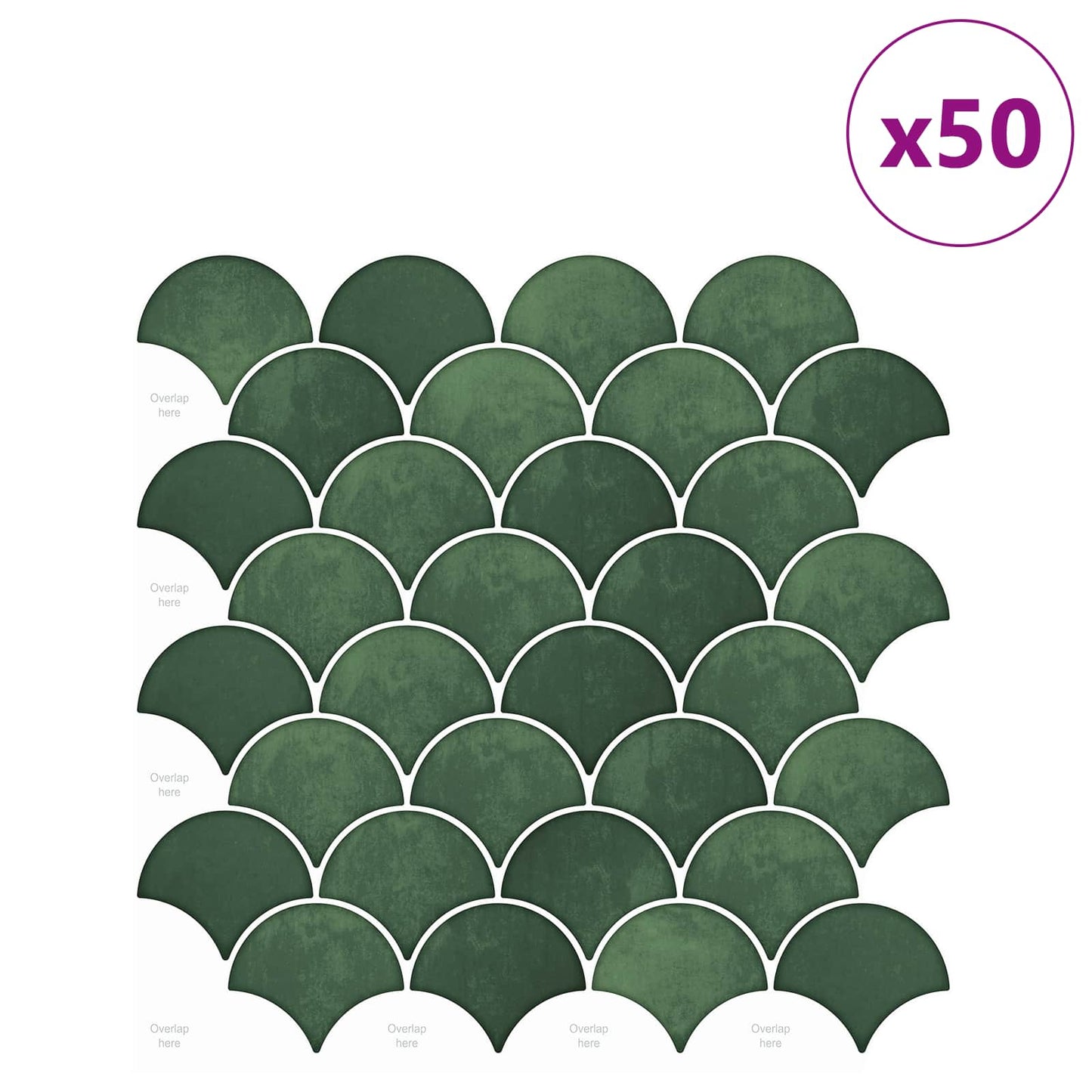 Fish Scale Tile 50 pcs Dark Green 30 x 30 cm