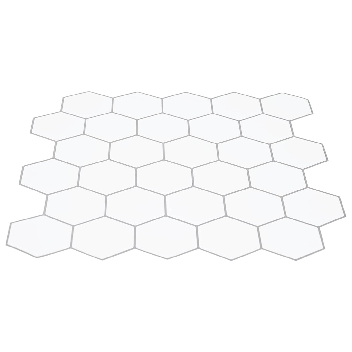Hexagon Tile 20 pcs White Grey 30 x 30 cm Polyurethane and PET