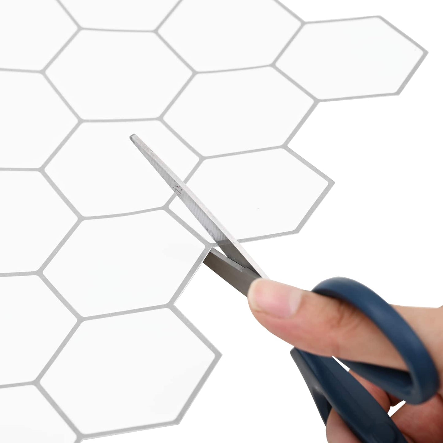 Hexagon Tile 50 pcs White Grey 30 x 30 cm Polyurethane and PET