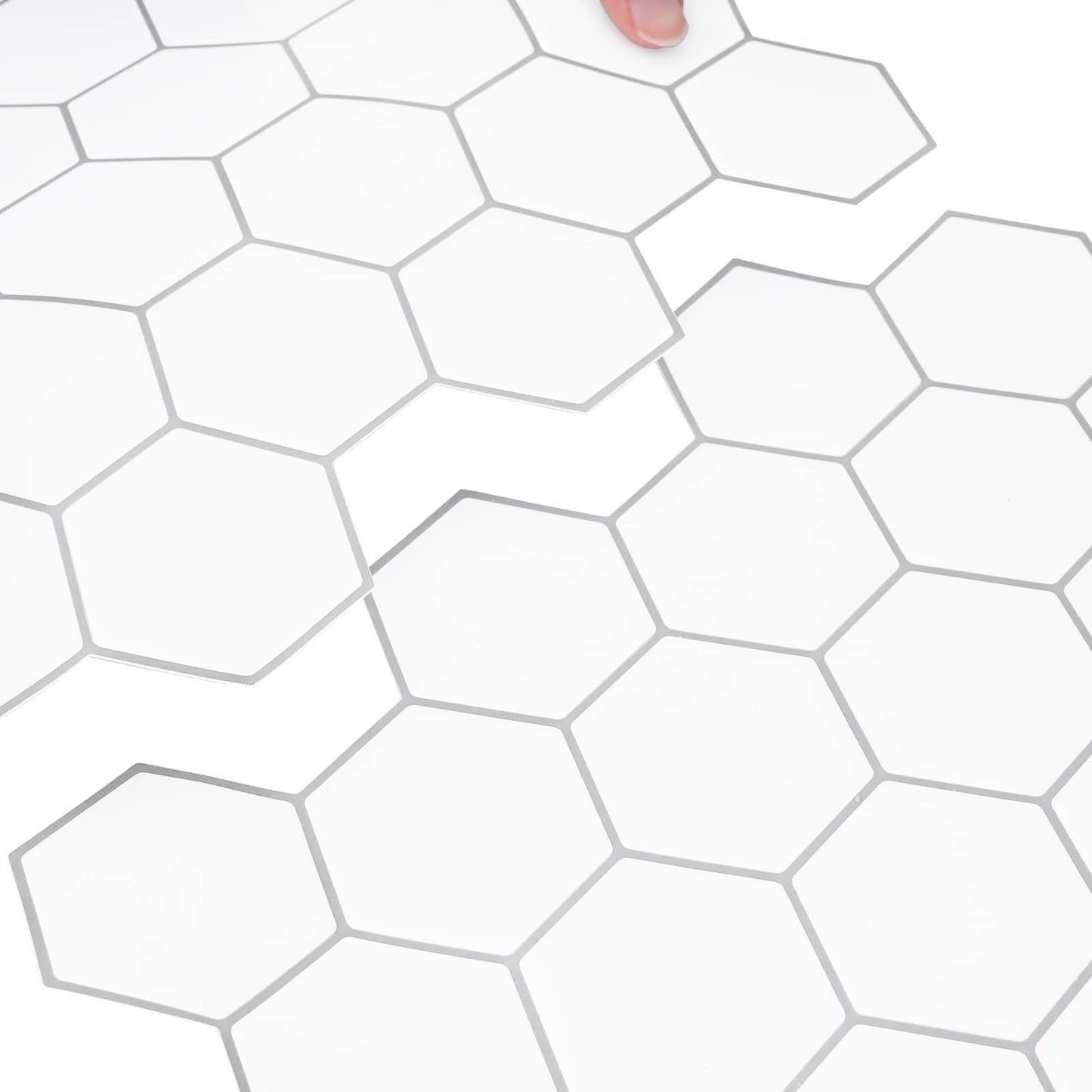 Hexagon Tile 50 pcs White Grey 30 x 30 cm Polyurethane and PET