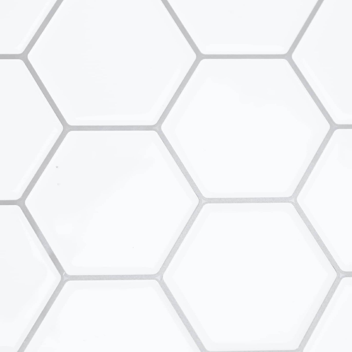 Hexagon Tile 50 pcs White Grey 30 x 30 cm Polyurethane and PET