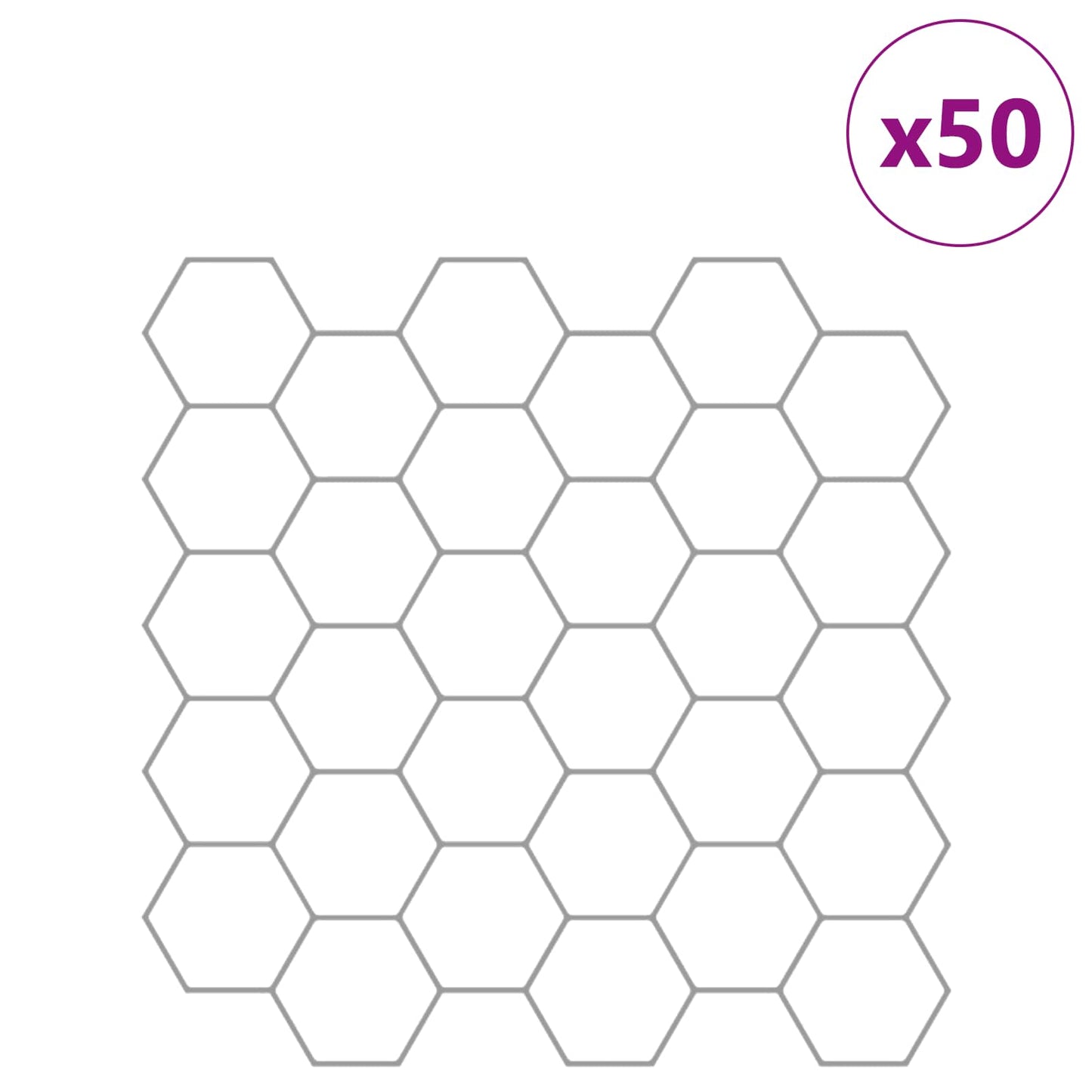 Hexagon Tile 50 pcs White Grey 30 x 30 cm Polyurethane and PET