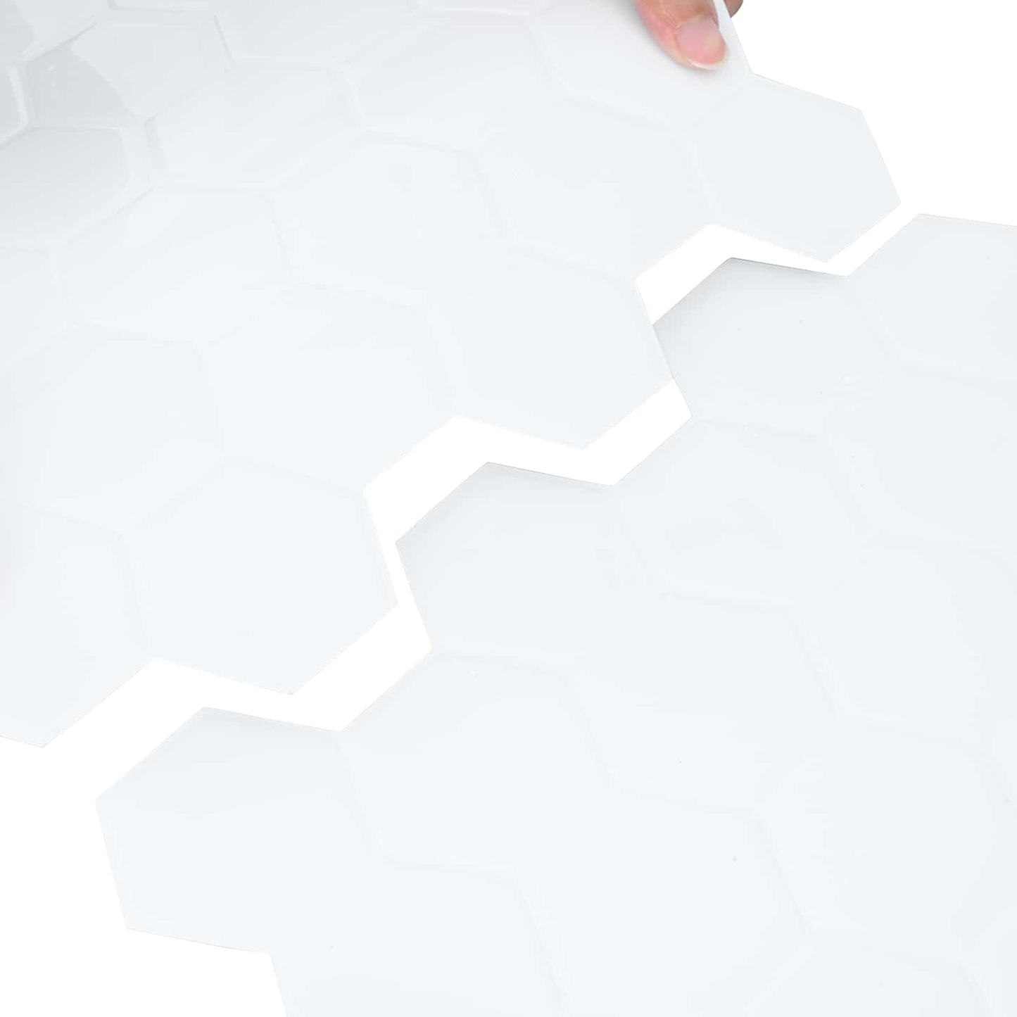 Hexagon Tile 10 pcs White 30 x 30 cm Polyurethane and PET