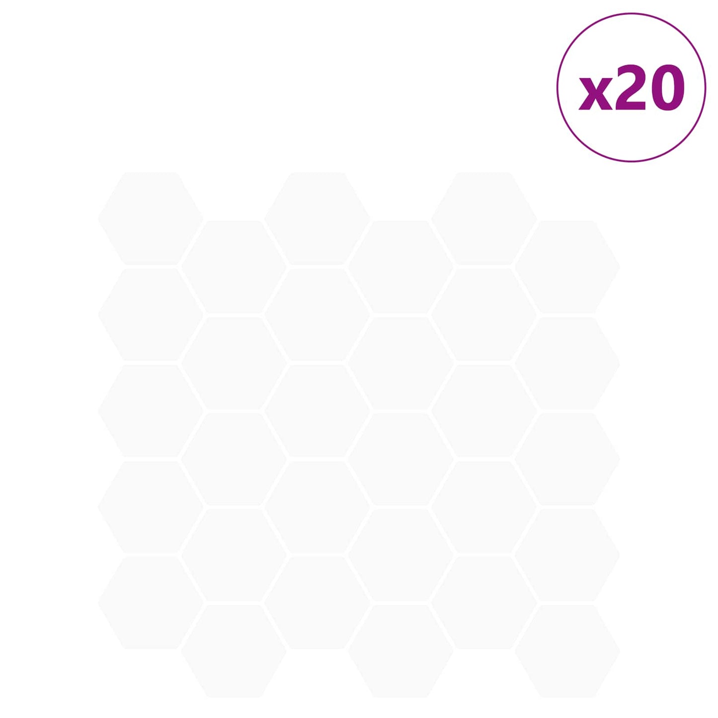 Hexagon Tile 20 pcs White 30 x 30 cm Polyurethane and PET