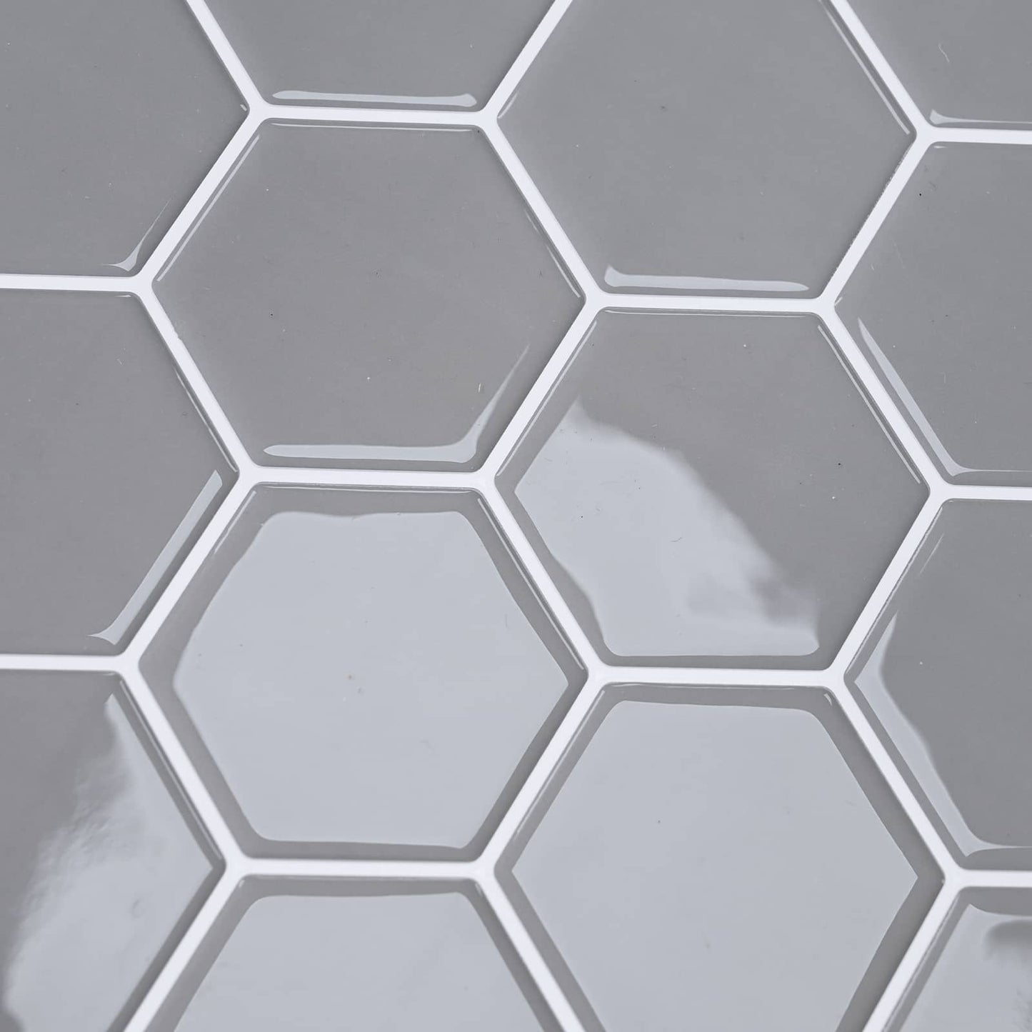 Hexagon Tile 10 pcs Grey 30 x 30 cm Polyurethane and PET