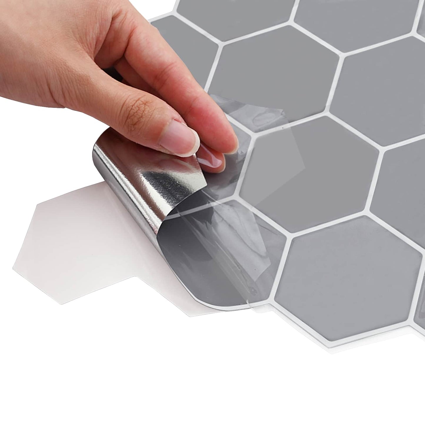 Hexagon Tile 50 pcs Grey 30 x 30 cm Polyurethane and PET