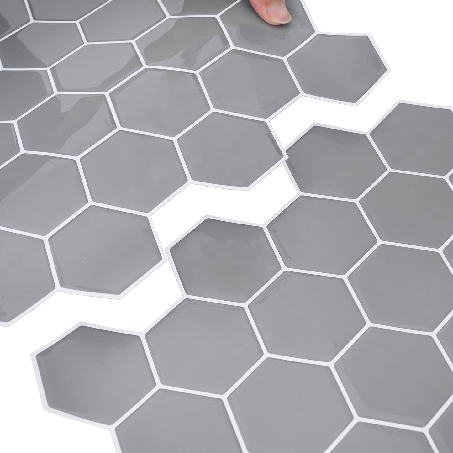 Hexagon Tile 50 pcs Grey 30 x 30 cm Polyurethane and PET
