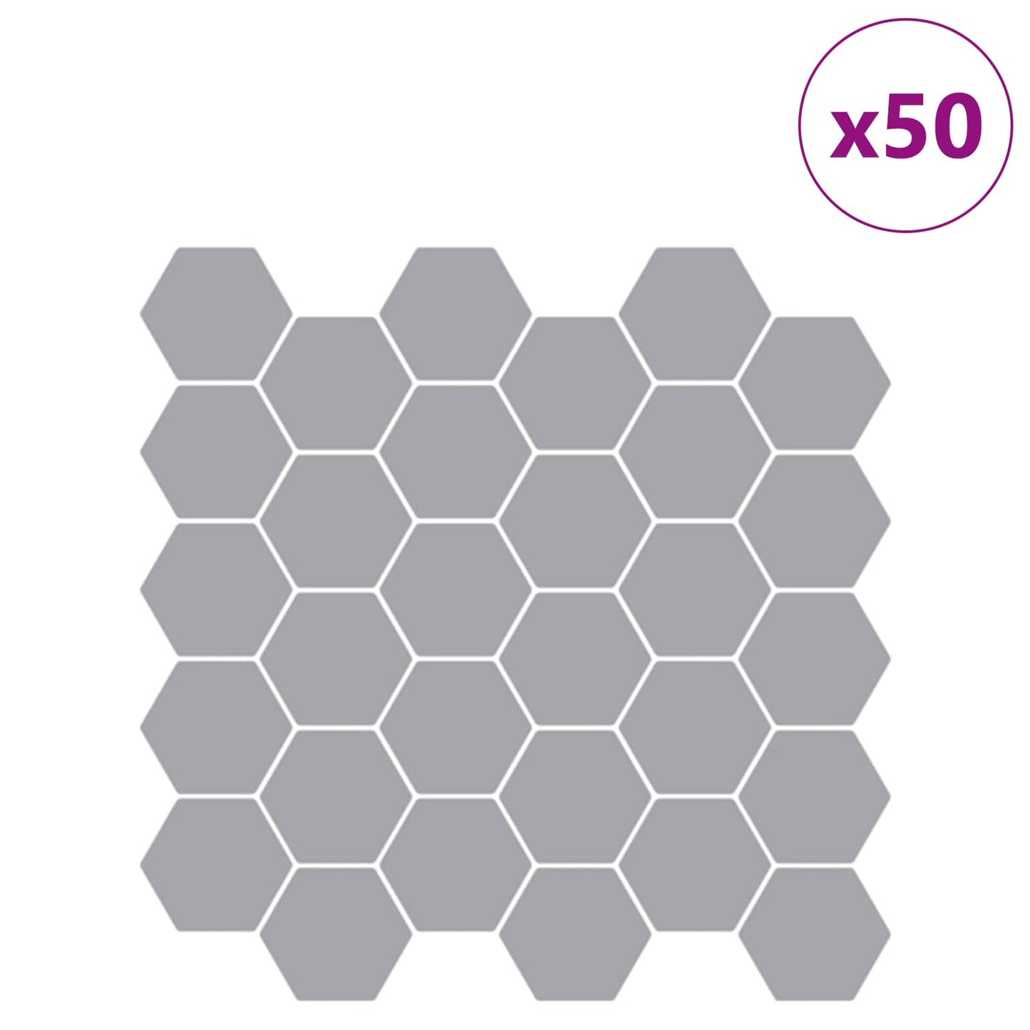 Hexagon Tile 50 pcs Grey 30 x 30 cm Polyurethane and PET
