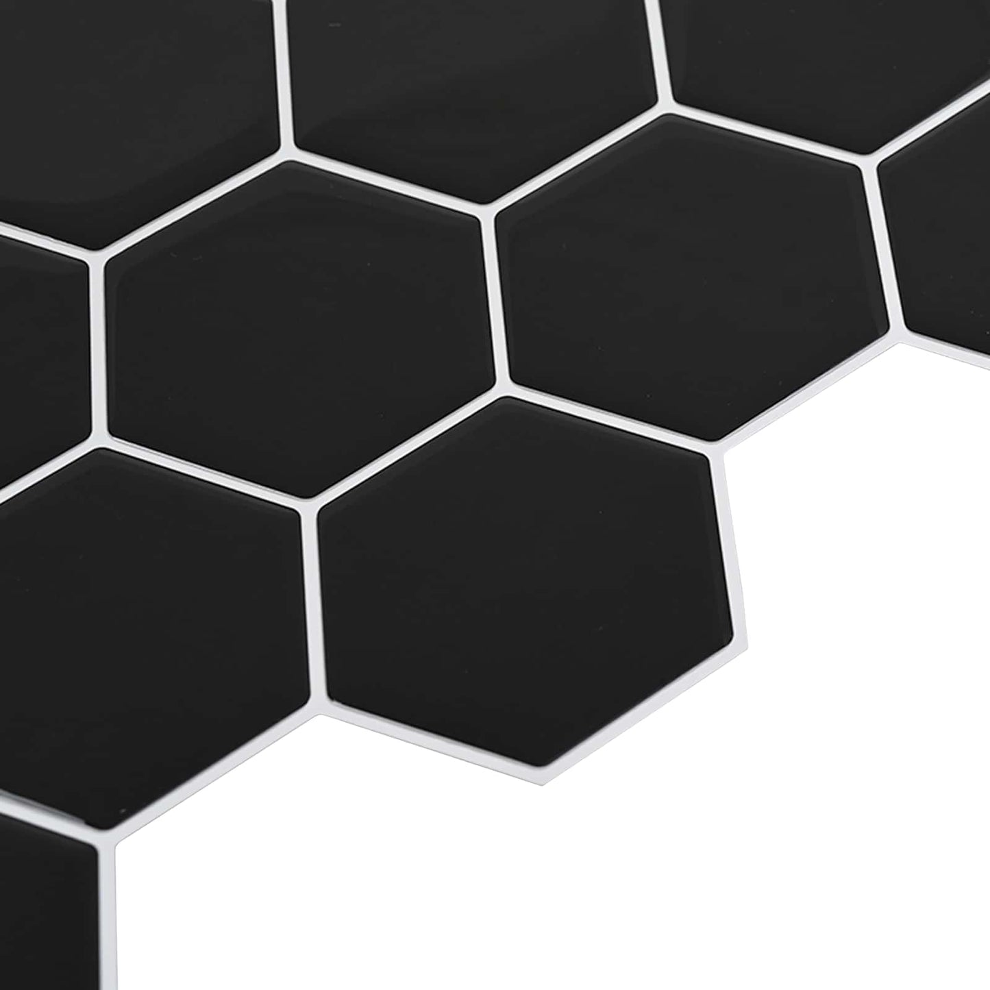 Hexagon Tile 10 pcs Black 30 x 30 cm Polyurethane and PET