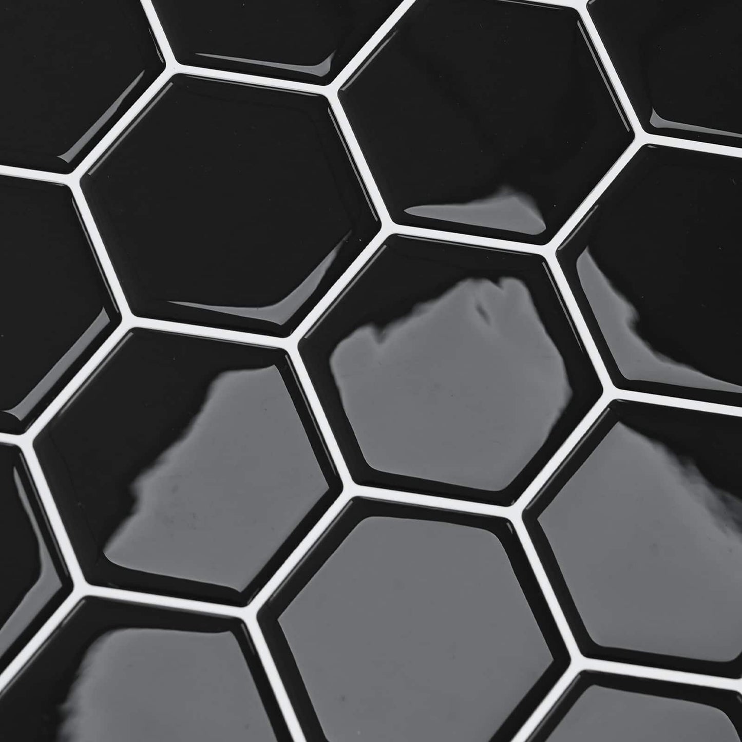 Hexagon Tile 10 pcs Black 30 x 30 cm Polyurethane and PET