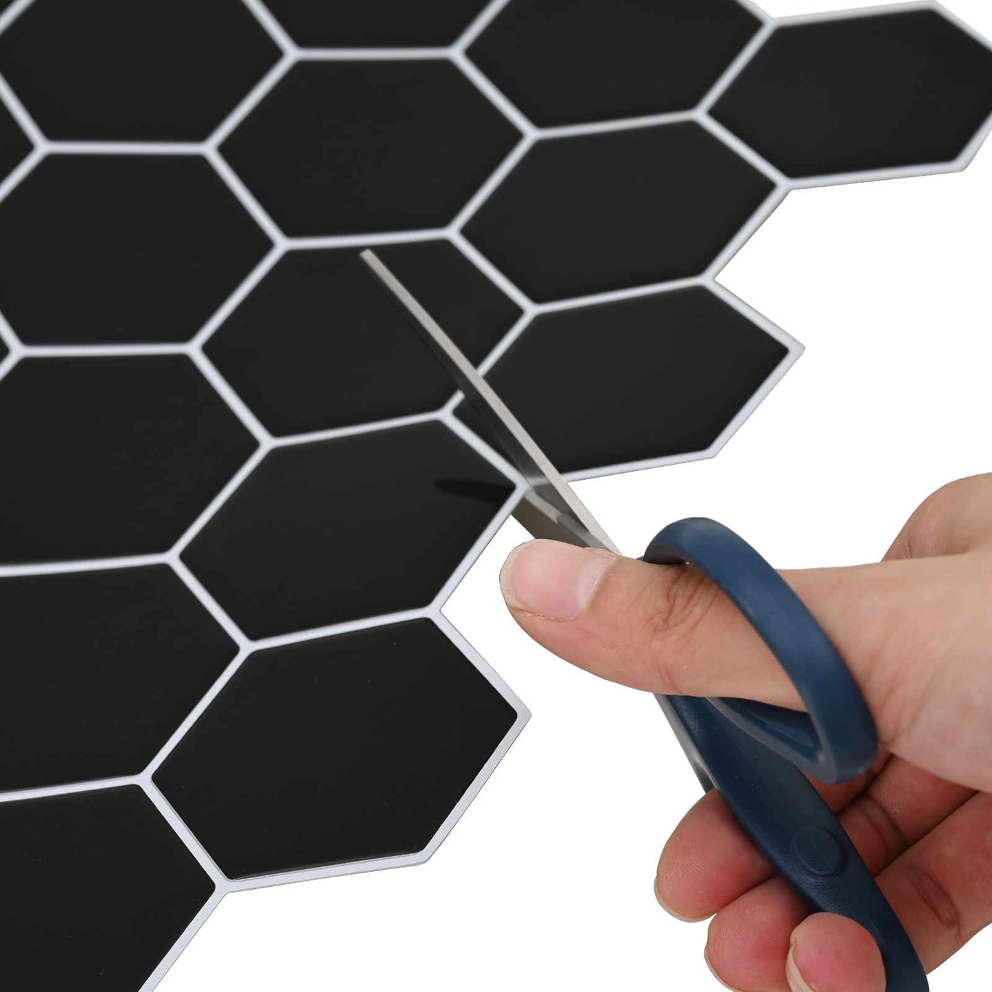 Hexagon Tile 50 pcs Black 30 x 30 cm Polyurethane and PET