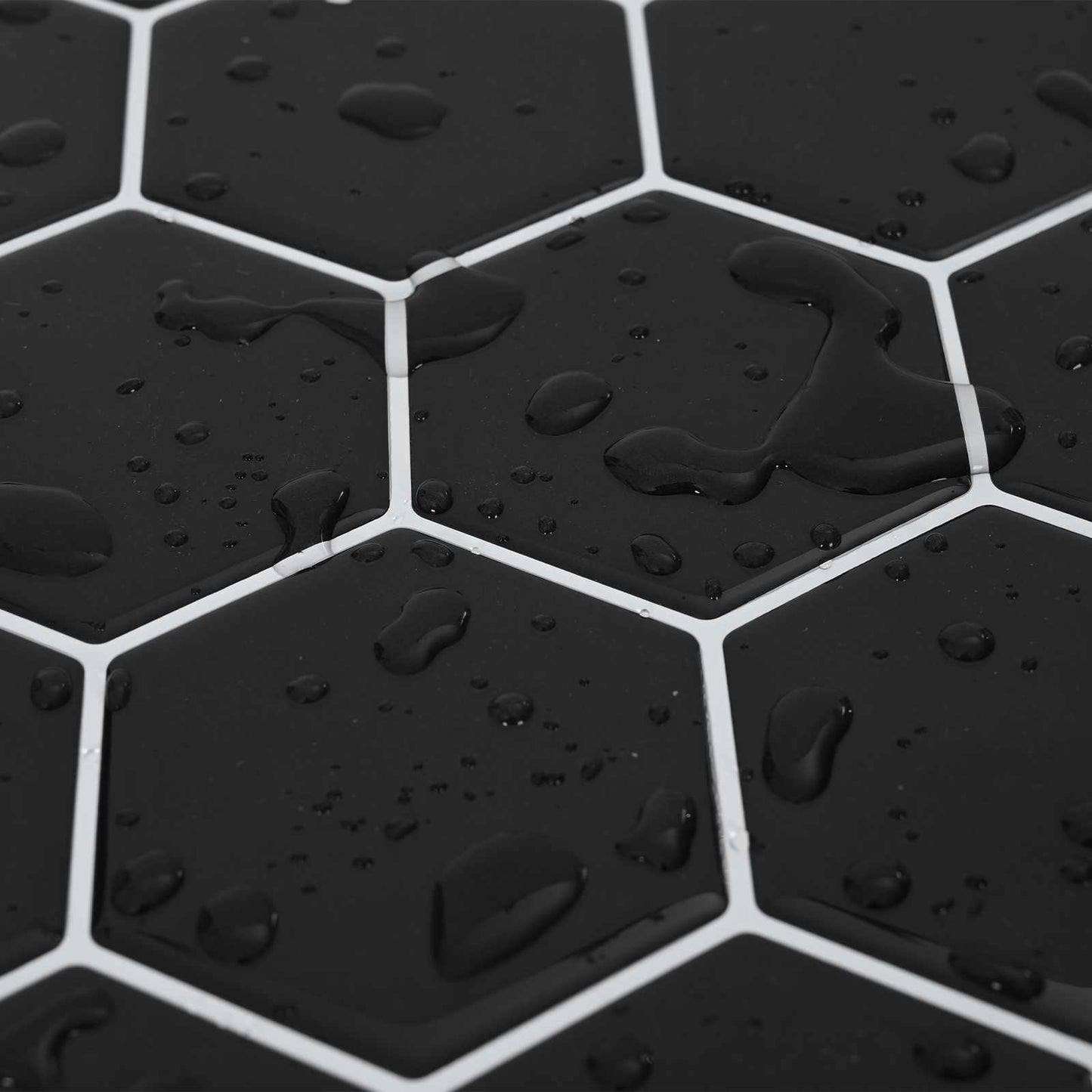 Hexagon Tile 50 pcs Black 30 x 30 cm Polyurethane and PET