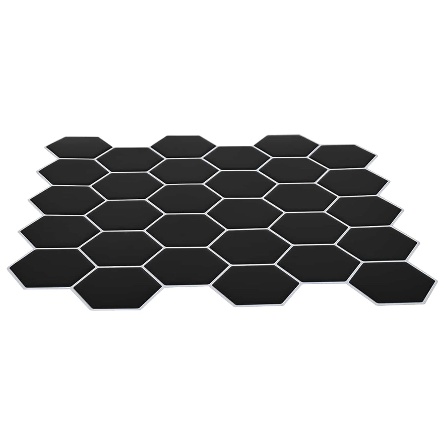 Hexagon Tile 50 pcs Black 30 x 30 cm Polyurethane and PET