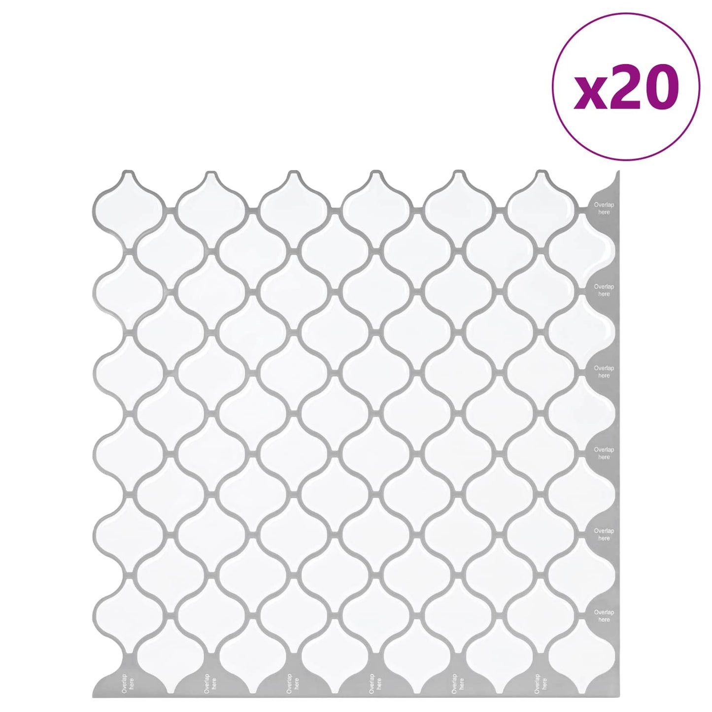 Lanturn Tile 20 pcs White 27 x 27 cm Polyurethane and PET