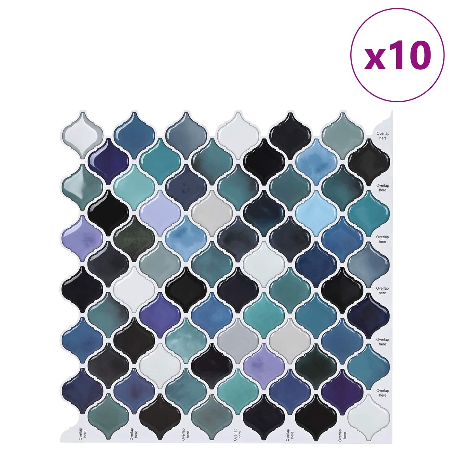 Lanturn Tile 10 pcs Blue Green 27 x 27 cm Polyurethane and PET