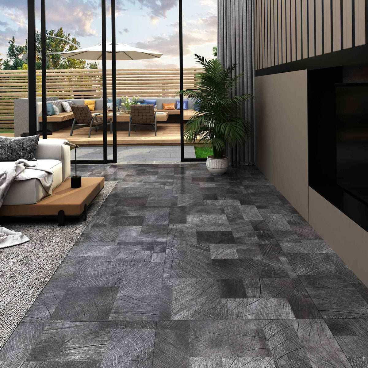 Flooring Planks Wood structure grey 5.11 m² 55 pcs PVC