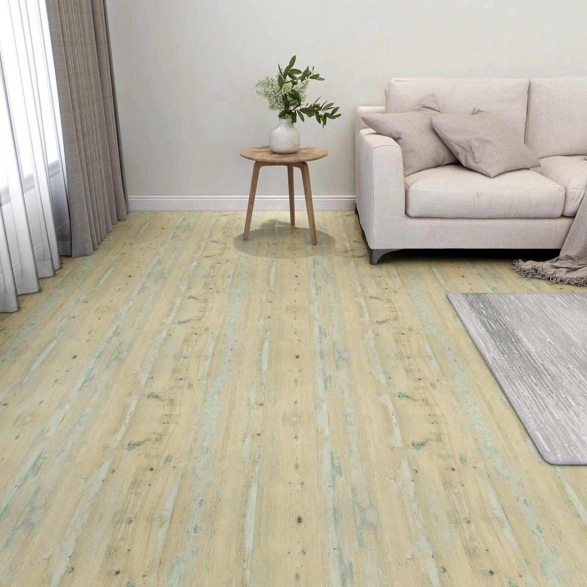 Flooring Planks White and Light Brown 5.11 m² 55 pcs PVC