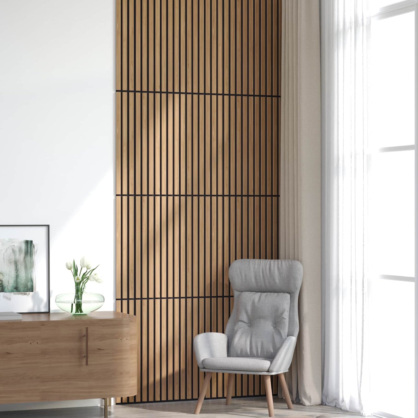 Wall Panels 8 pcs 60.5 x 60 cm Natural