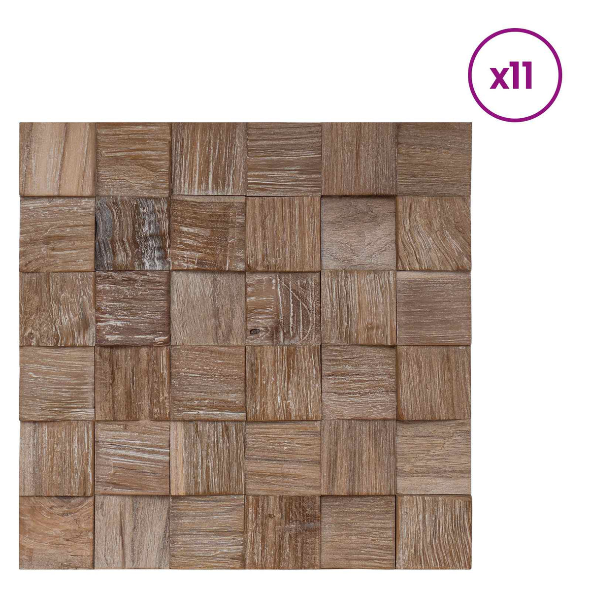 Wall Panel 11 pcs Natural 30 x 30 x 2 cm