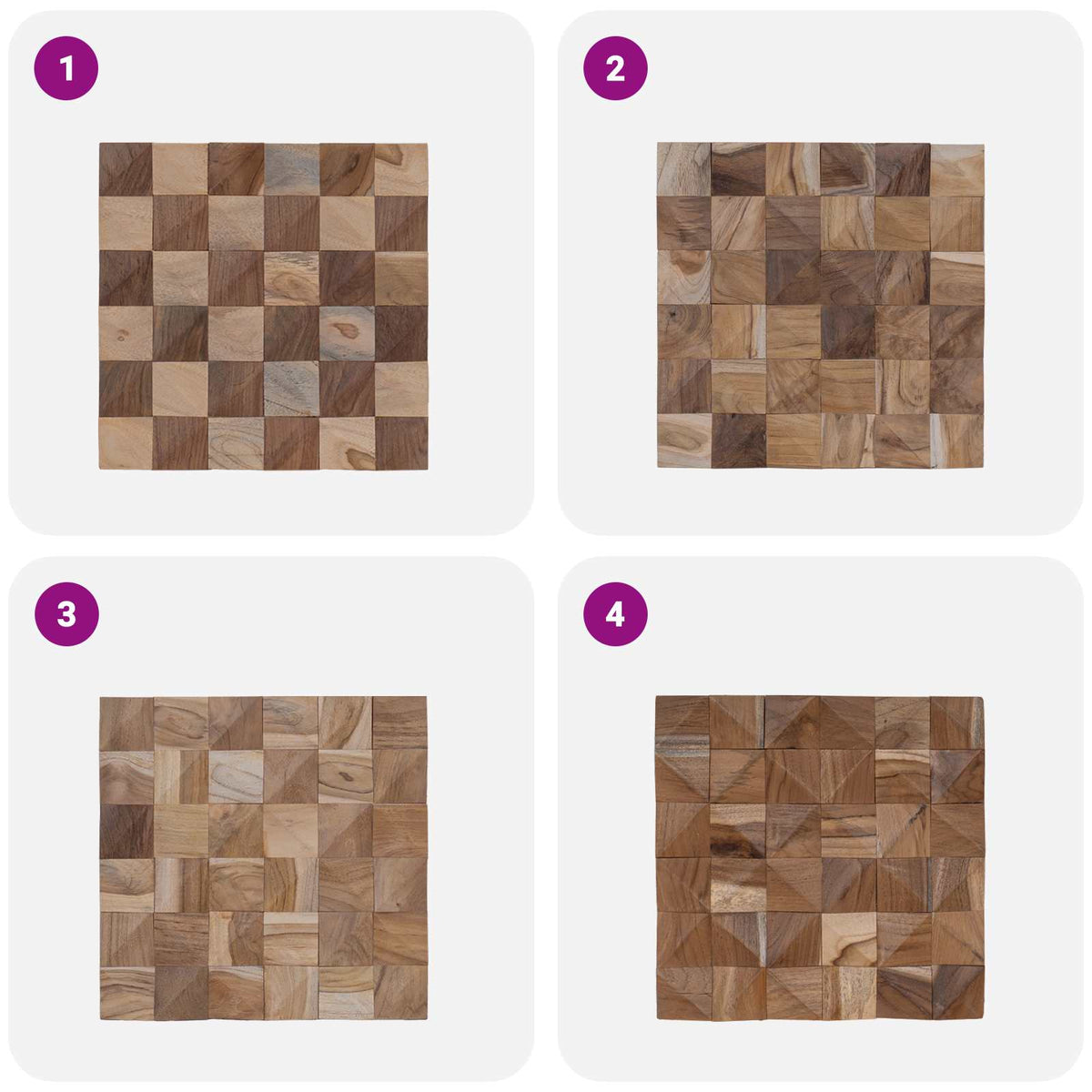 Wall Panel 11 pcs Natural 30 x 30 x 2 cm