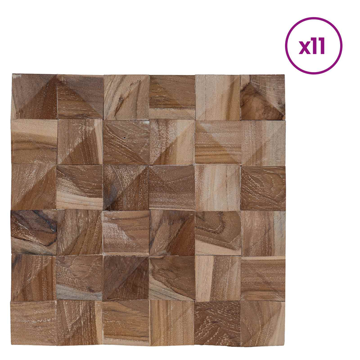 Wall Panel 11 pcs Natural 30 x 30 x 2 cm