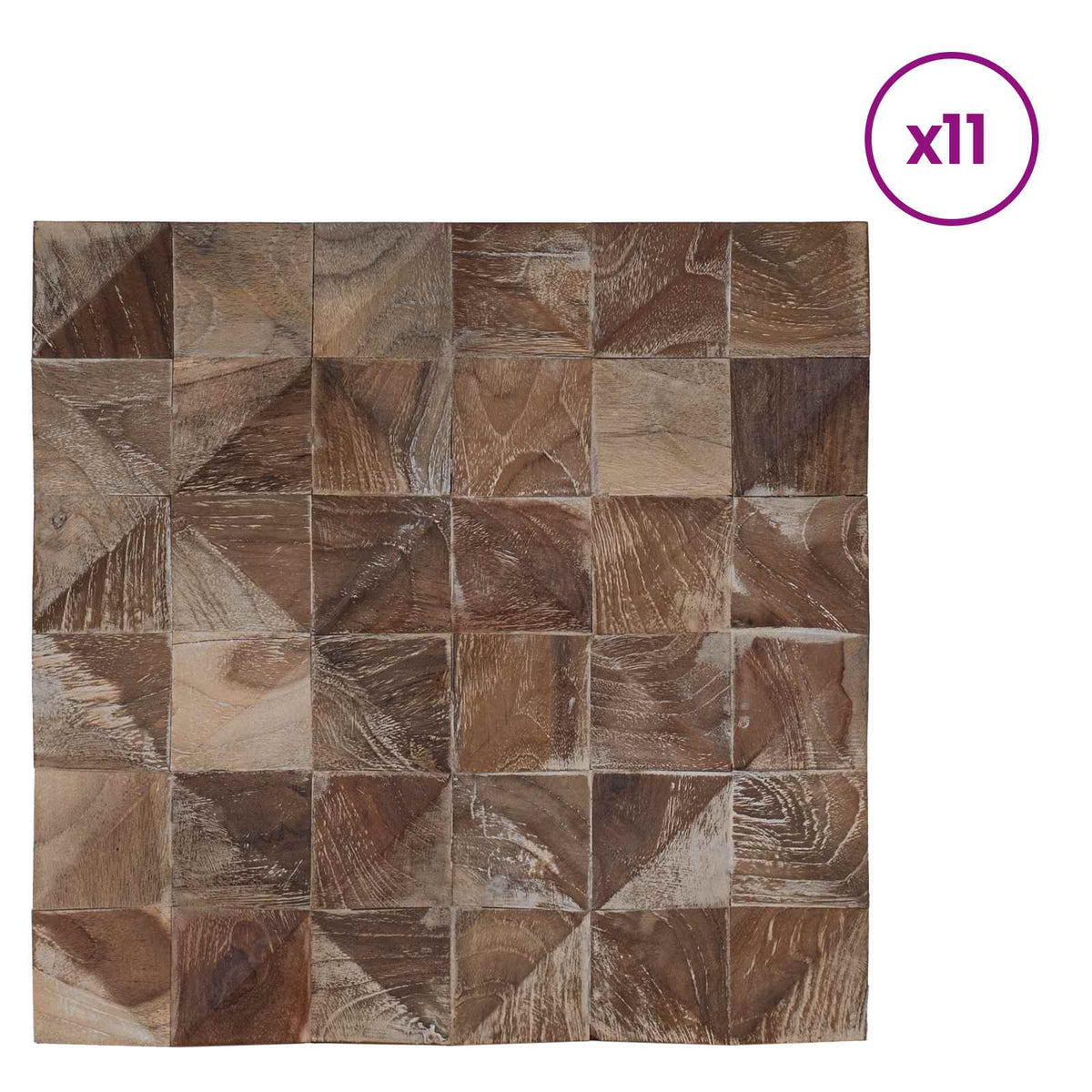 Wall Panel 11 pcs Whitewashed 30 x 30 x 2 cm Solid Teak wood