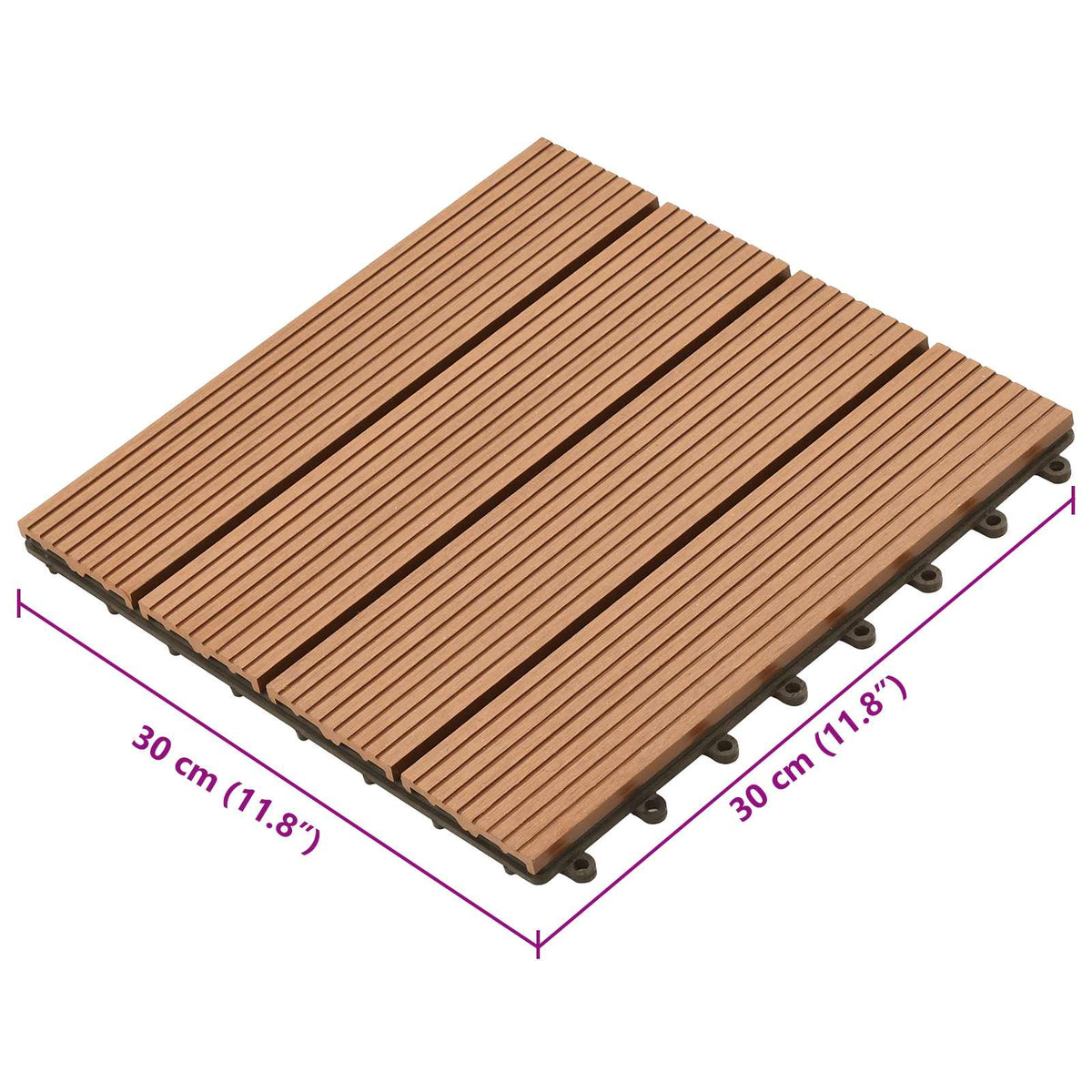 Decking Tile 11 pcs Brown 30 x 30 cm WPC