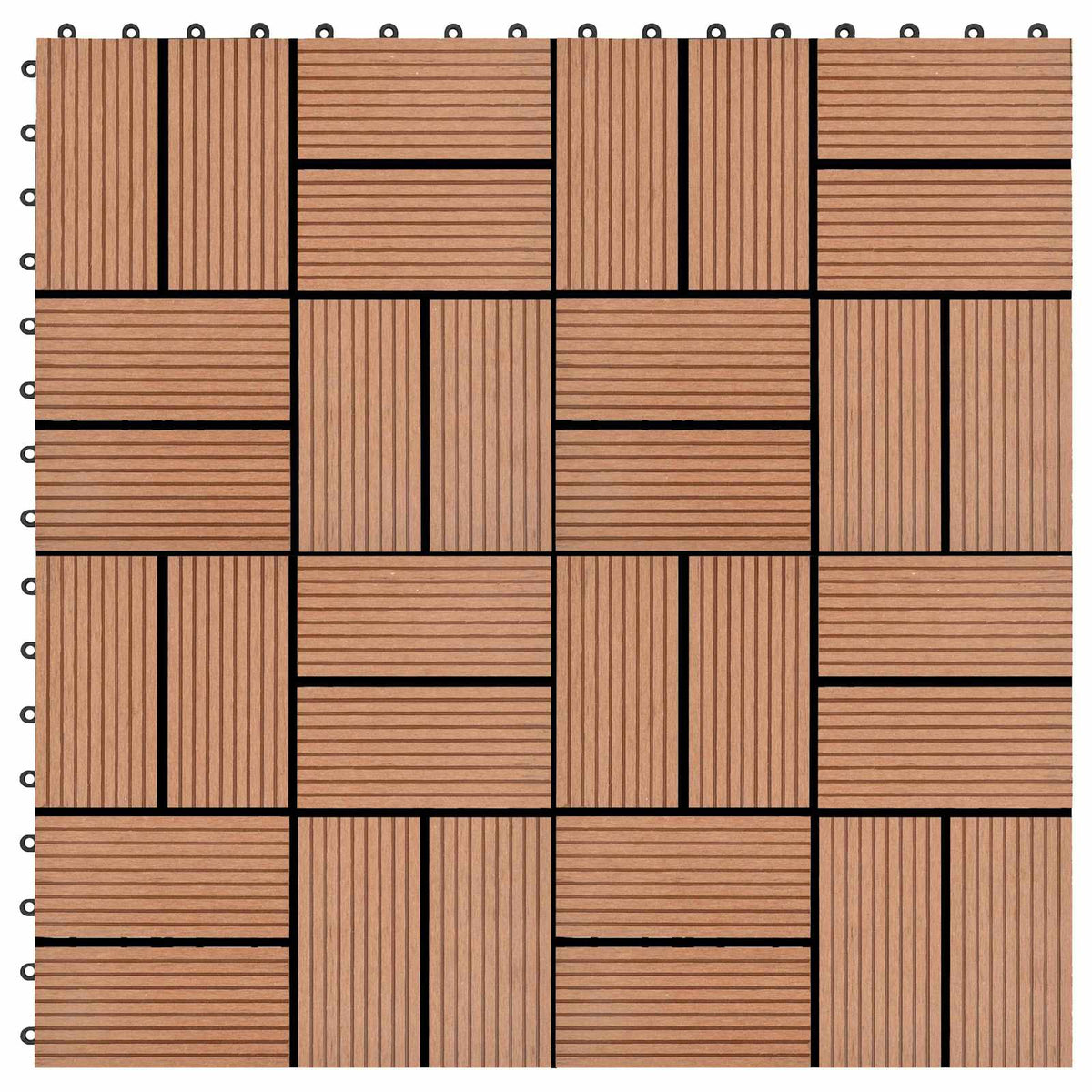 Decking Tile 11 pcs Brown 30 x 30 cm WPC