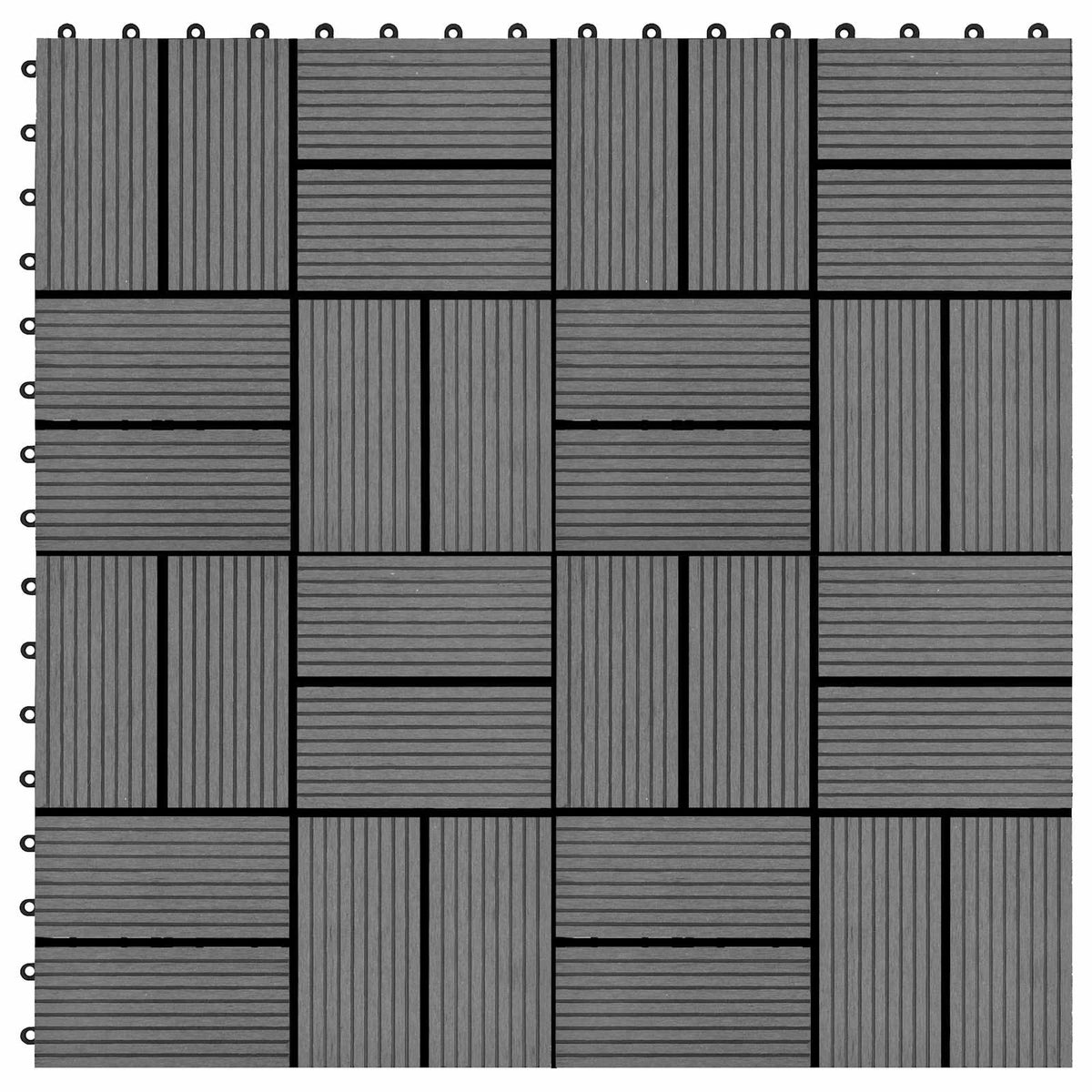 Decking Tile 11 pcs Grey 30 x 30 cm WPC