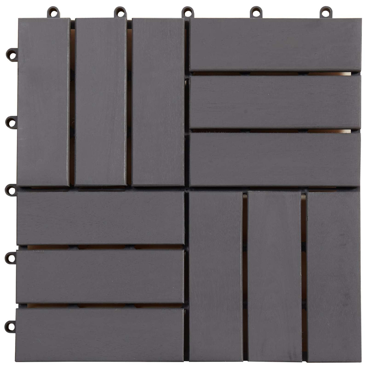 Decking Tile 10 pcs Grey 30 x 30 cm Acacia Hardwood